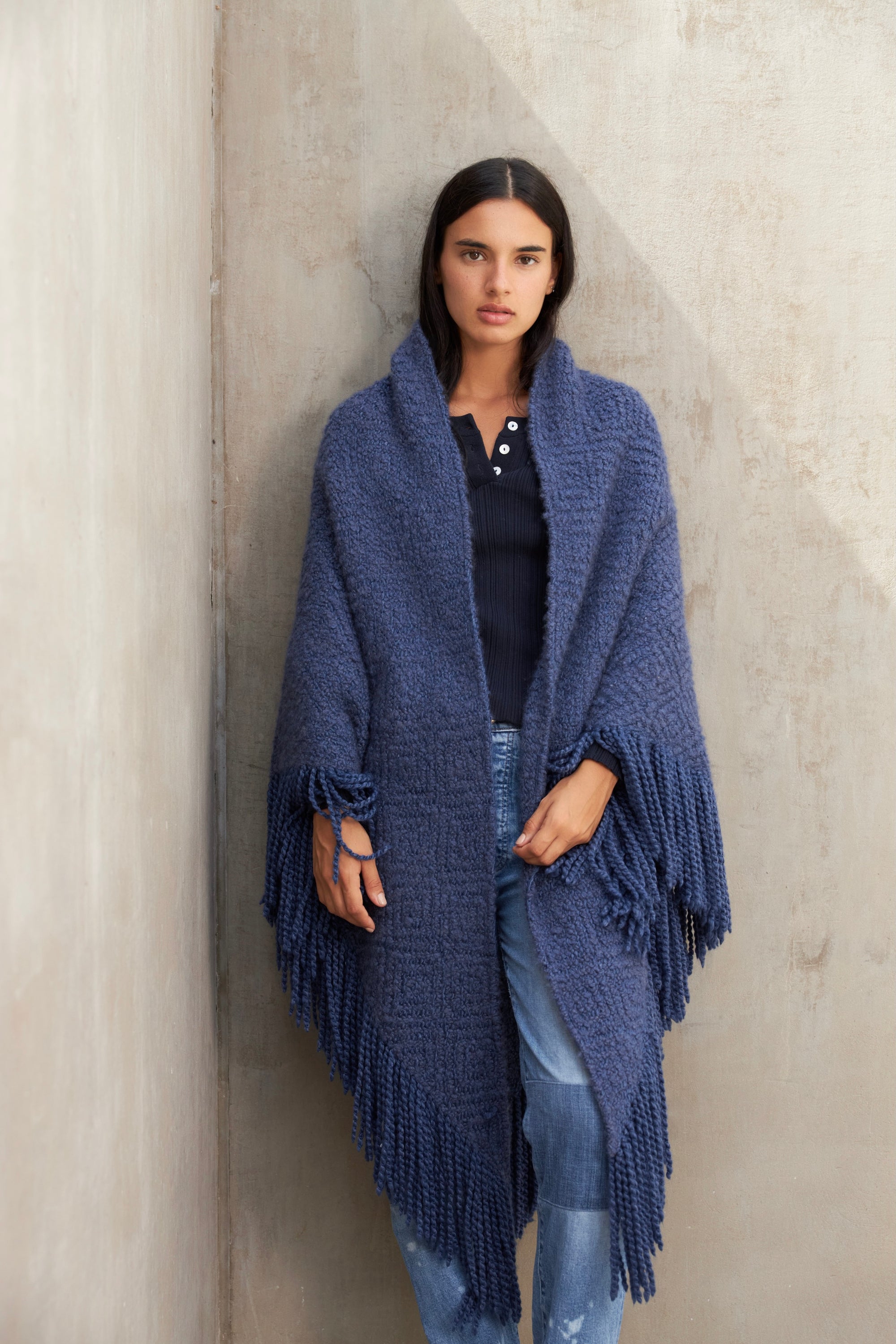Cashmere Shawl Gabrielle - Navy