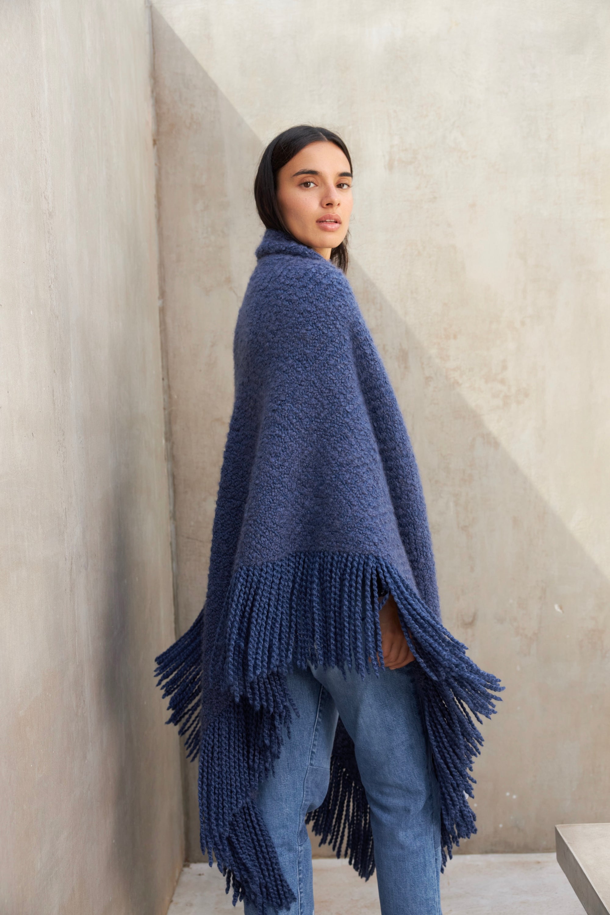 Cashmere Shawl Gabrielle - Navy