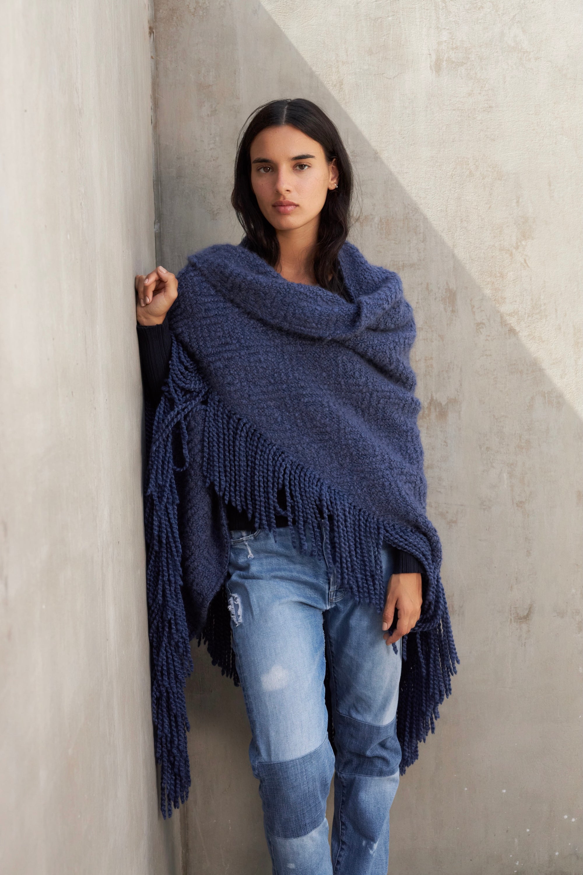 Cashmere Shawl Gabrielle - Navy