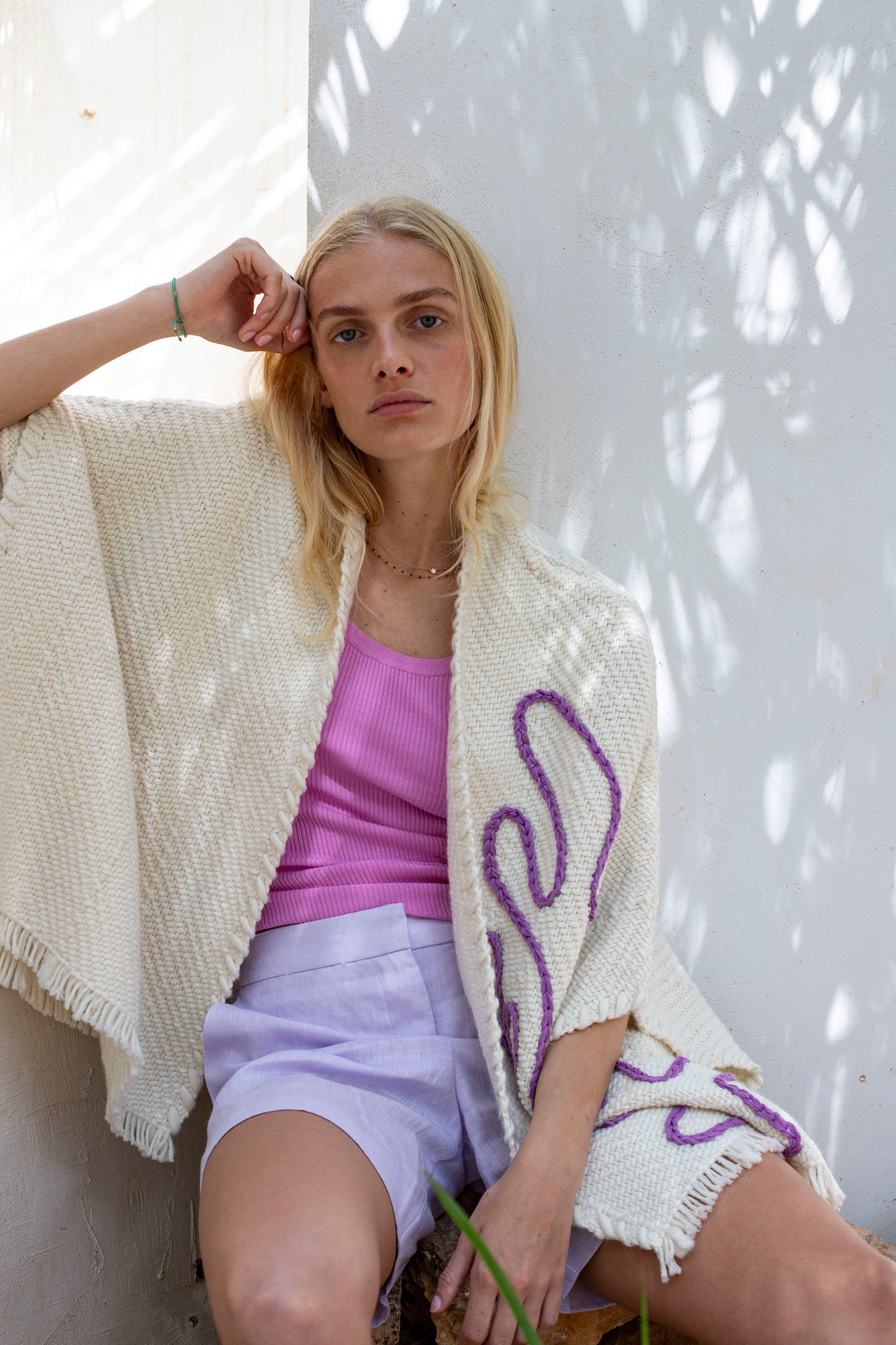 Lose Cardigan Bella - Coral - Viola - Ivoire