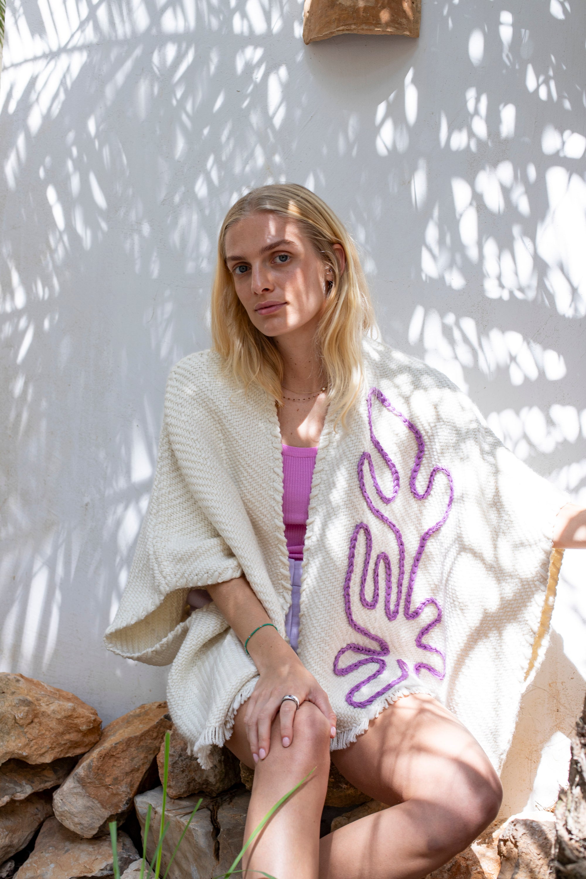 Lose Cardigan Bella - Coral - Viola - Ivoire