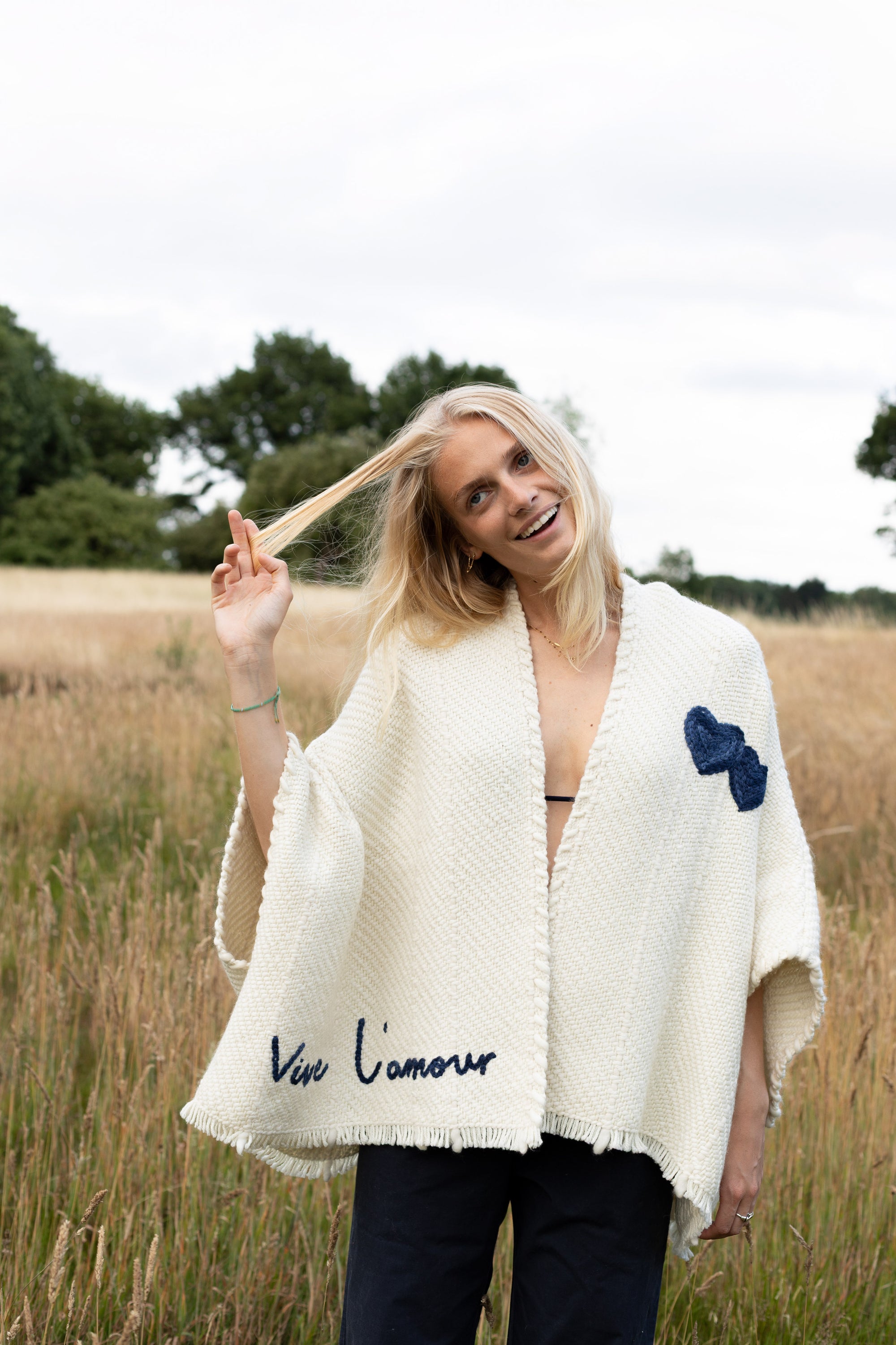 Lose Cardigan Bella - Vive l'Amour - Navy - Ivoire