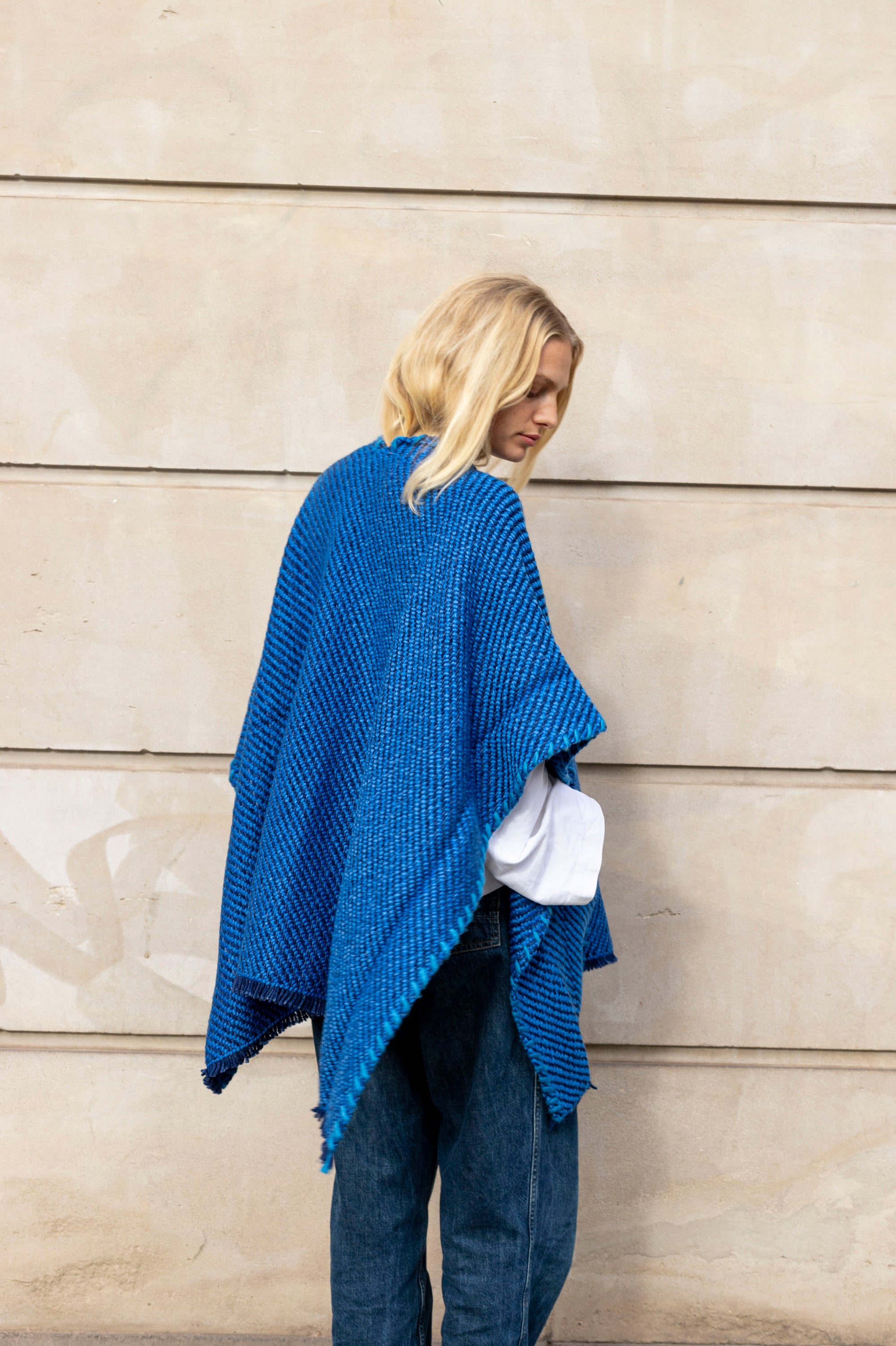 Oversized Cape with Pockets Erin, Azur