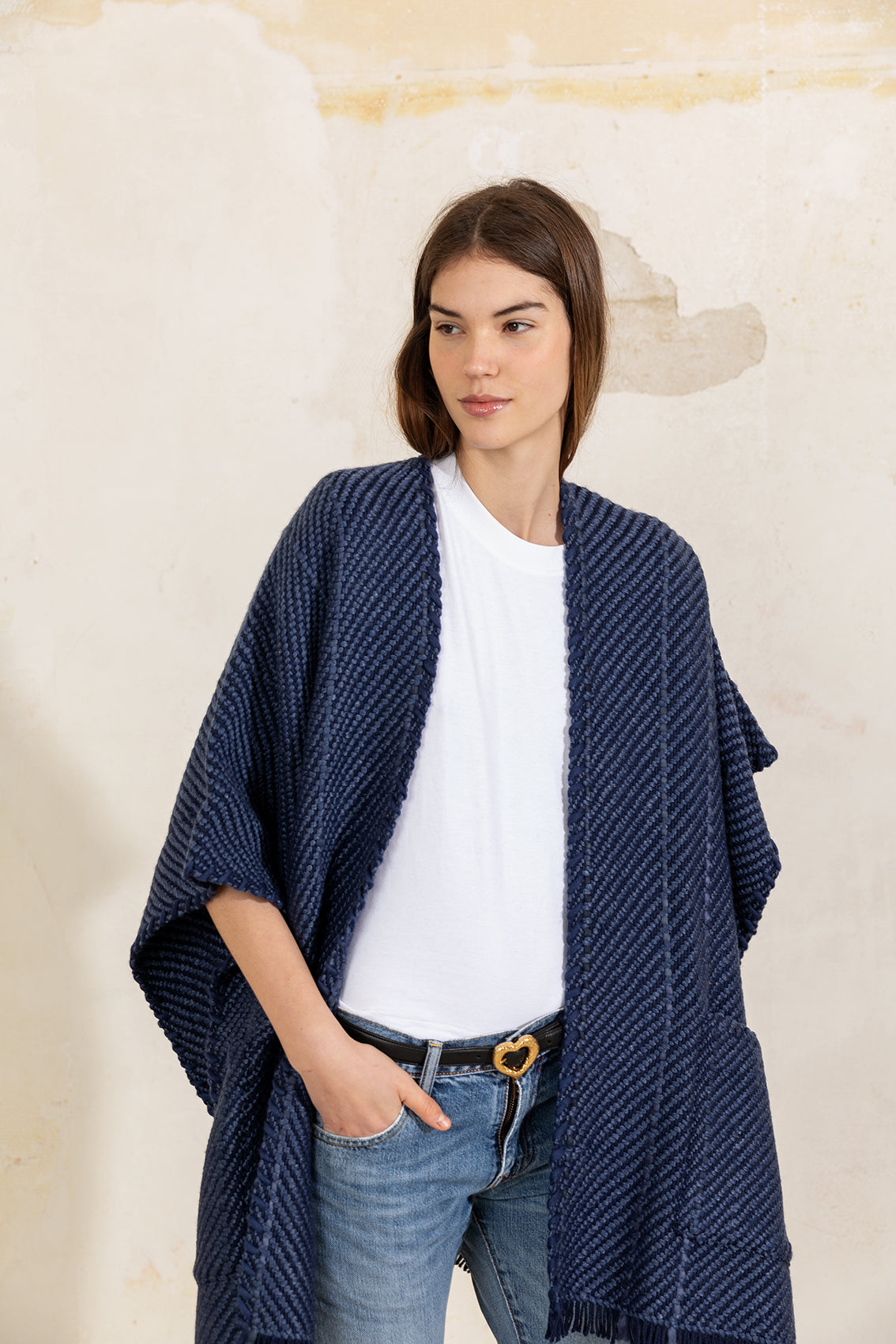 Oversized Cape with Pockets Erin, Navy