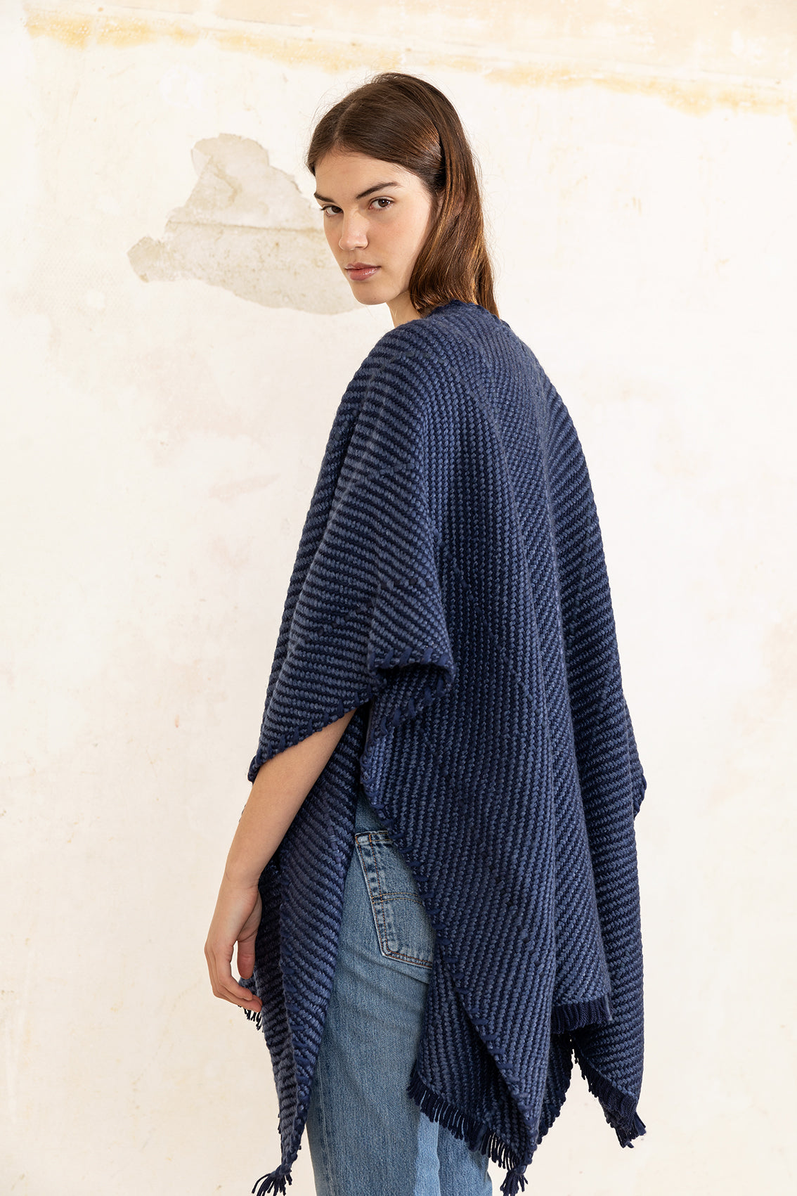 Oversized Cape with Pockets Erin, Navy