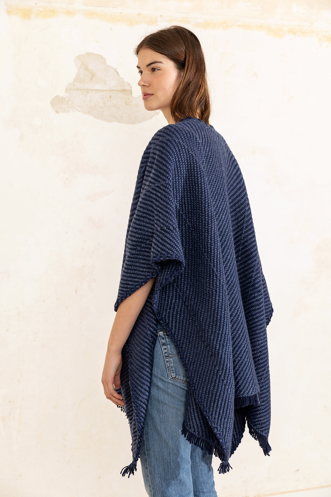 Oversized Cape with Pockets Erin, Navy