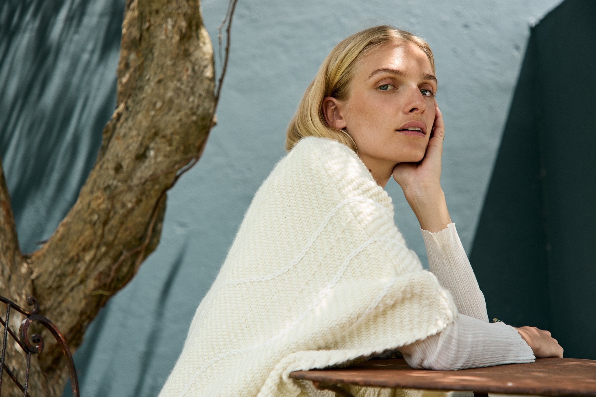 Lose Cardigan Bella - Powder - Ivoire