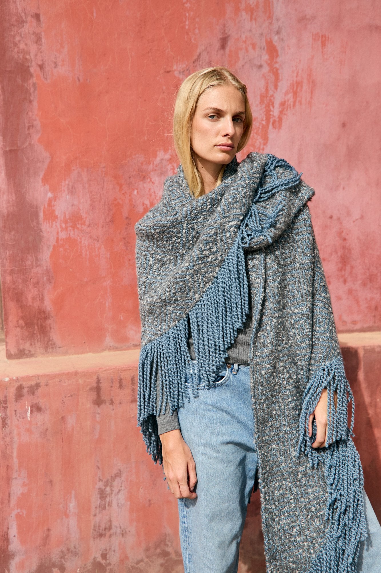 Cashmere Shawl Gabrielle - Stone Blue