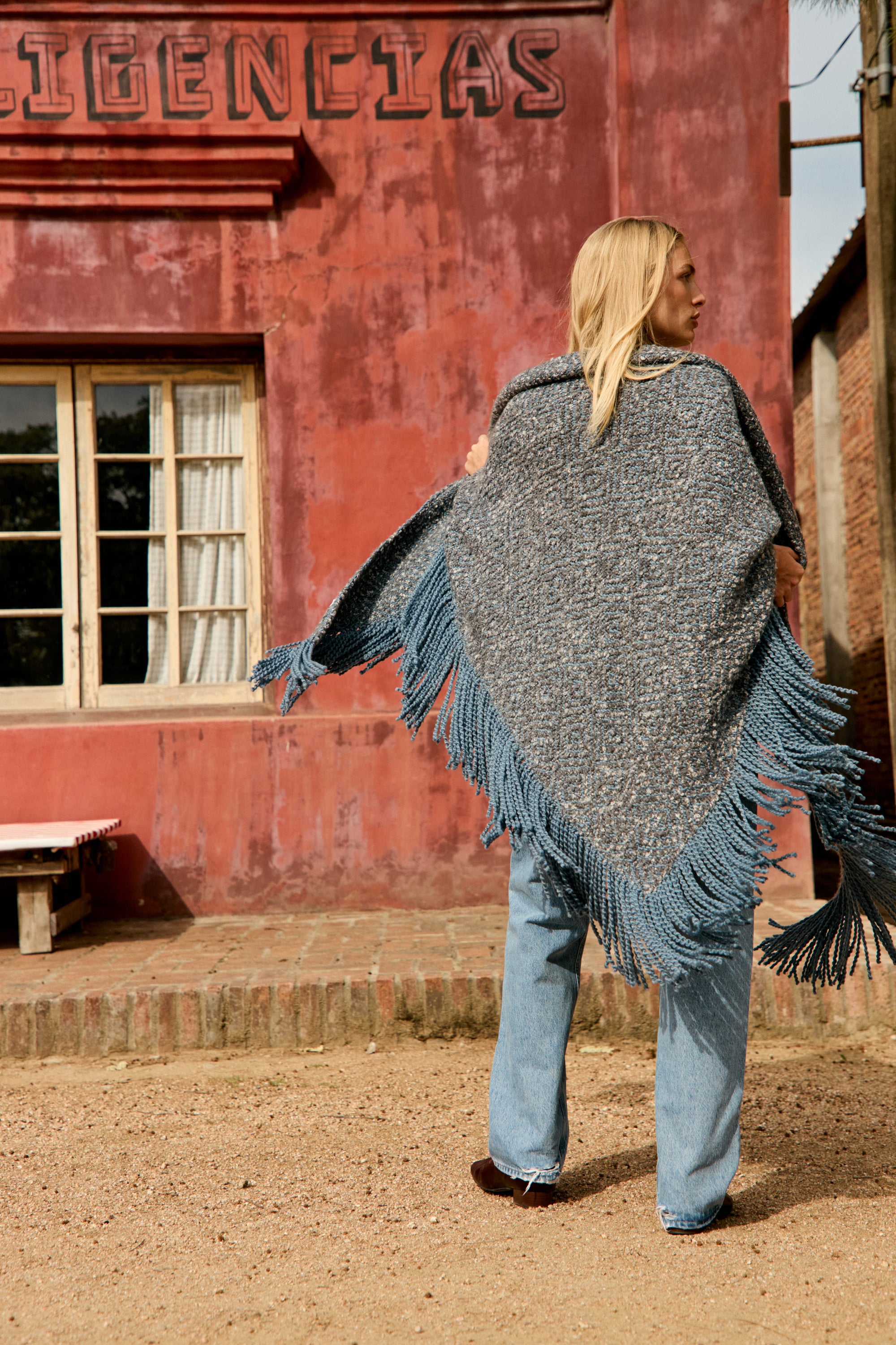 Cashmere Shawl Gabrielle - Stone Blue