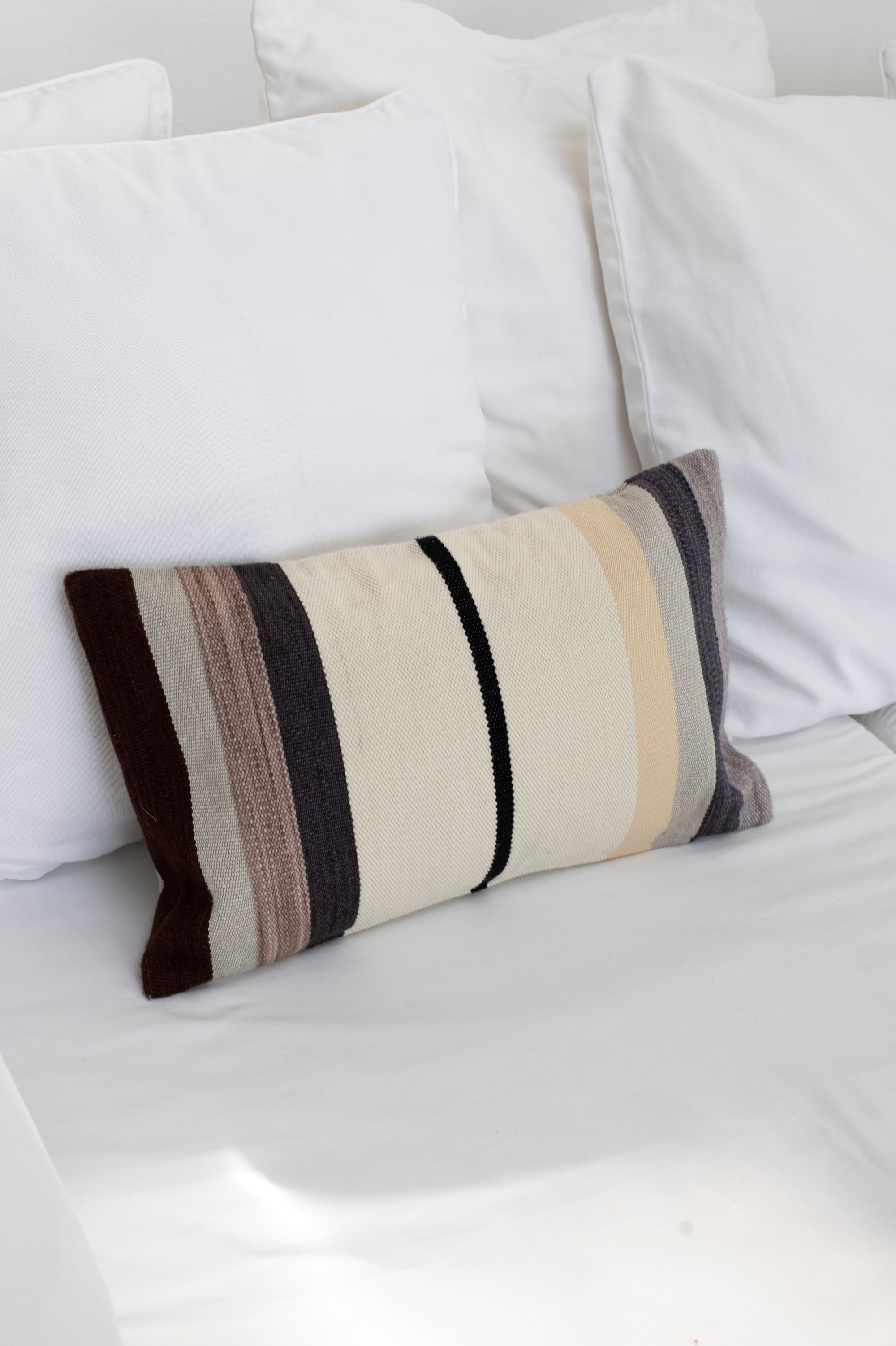 Pillow, Stripes, Brown/ Grey