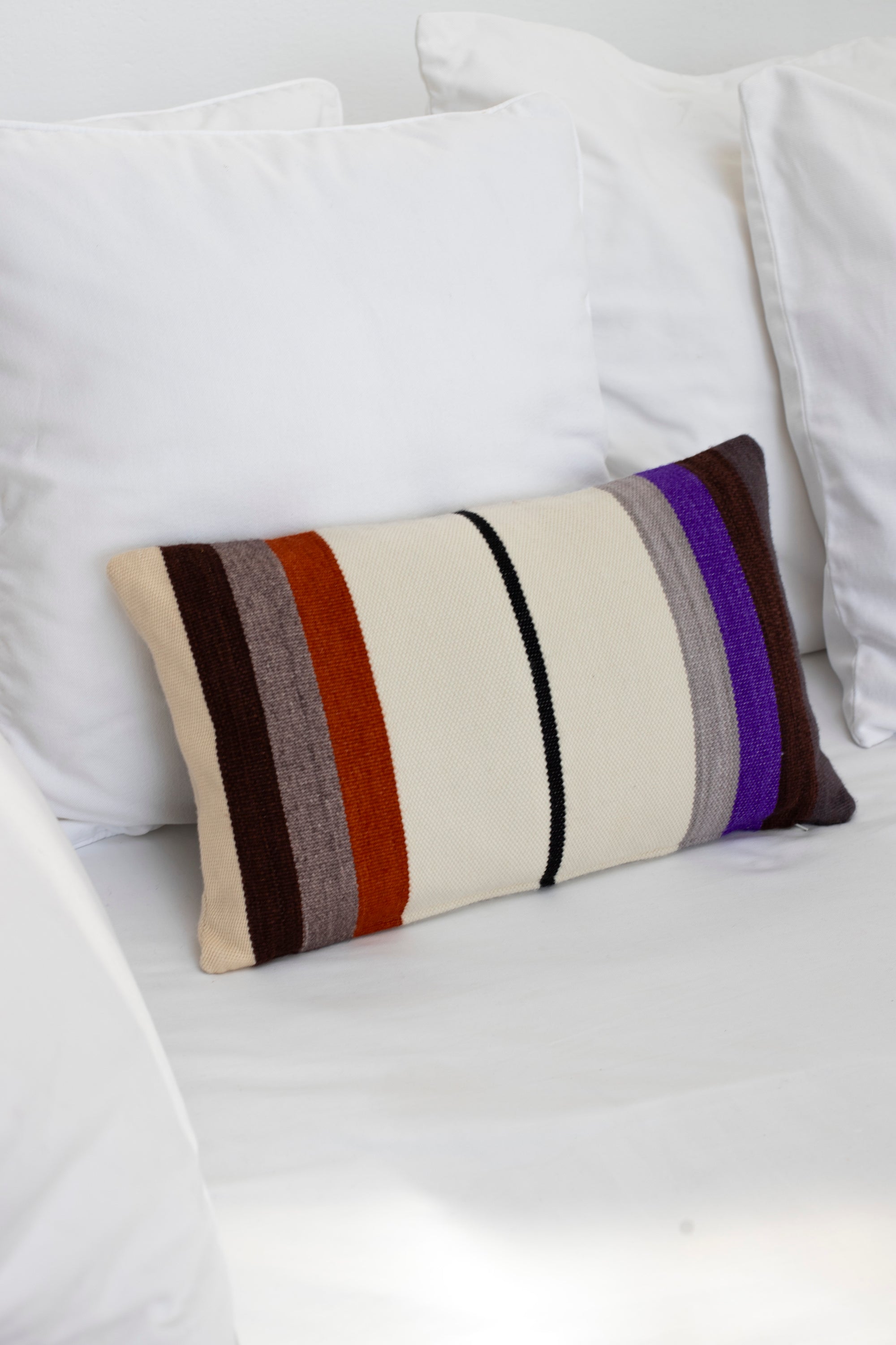 Pillow, Stripes, Brown/ Purple