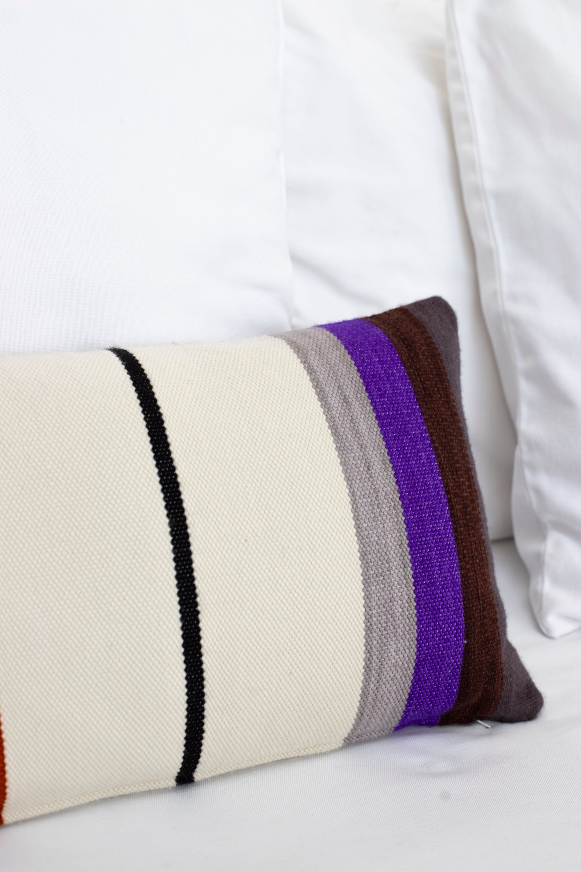 Pillow, Stripes, Brown/ Purple