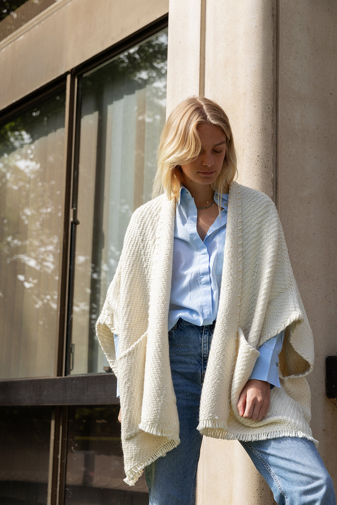 pois double mesh Cardigan【beige】 Beige Saja Cardigan – Easy Clothes North America
